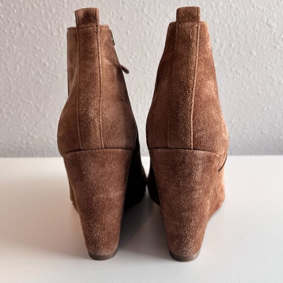 JESSICA SIMPSON | Barlette Brown Studded Open Toe Lace Up Wedge Bootie | Brown - Picture 5 of 10